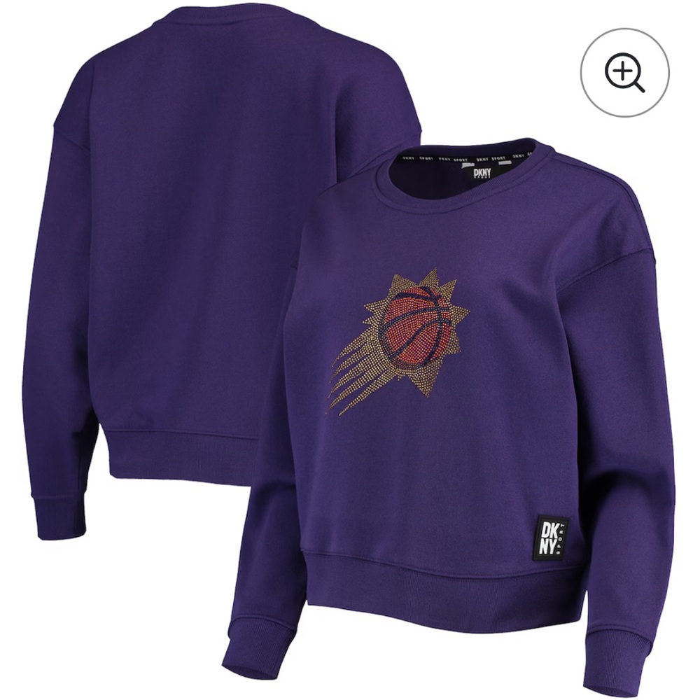 Women's Phoenix Suns DKNY Sport Purple Carrie Rhinestone Pullover Sweatshirt - Picture 8 of 9